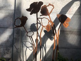 Coquelicot avec bouton floral | tige de corten