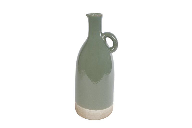 Vase Nico L grün-beige Steingut 16x15x38cm
