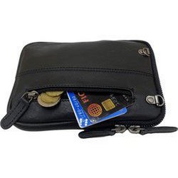 Leder -Telefonbeutel Damen schwarz mit Tigerdruck - stilvolle Tasche aus echtem Leder mit verstellbarem Schultergurt, ideal für das Tragen Ihres Telefons.