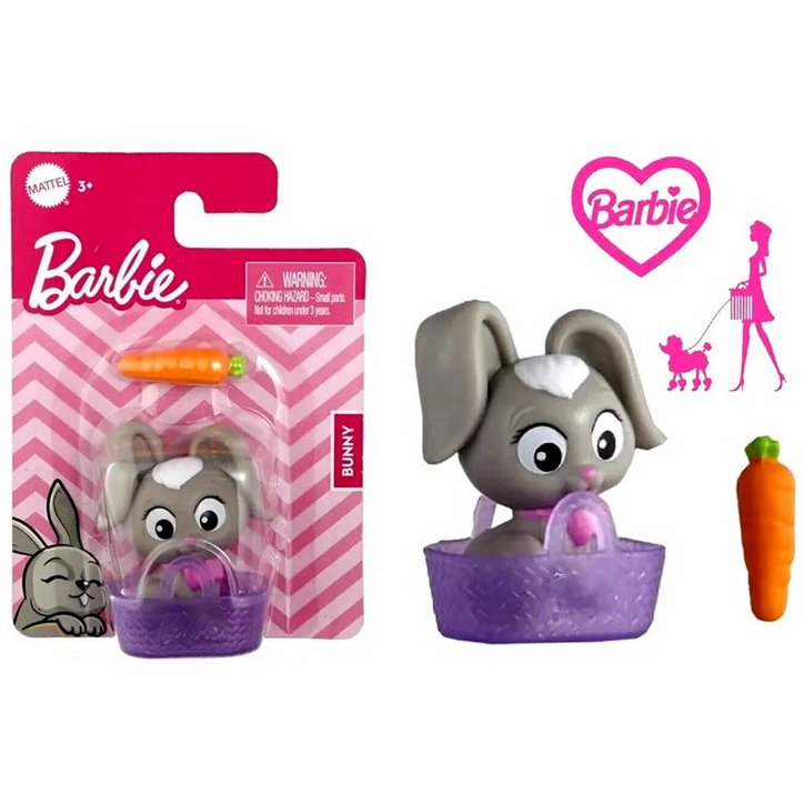 Barbie Mini-Figurinen Haustiere 3 Sortiert mit Zubehör 8x11.5 cm
