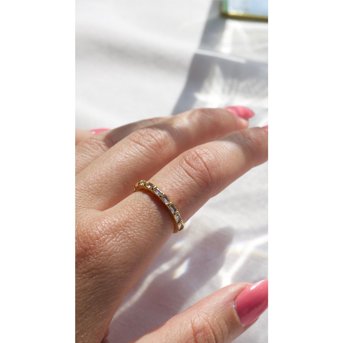 Eden - Dainty Crystal Gold Band