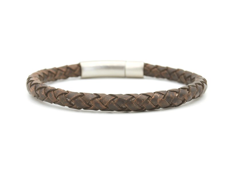 Kepang bruin - 6mm- zilver of goud