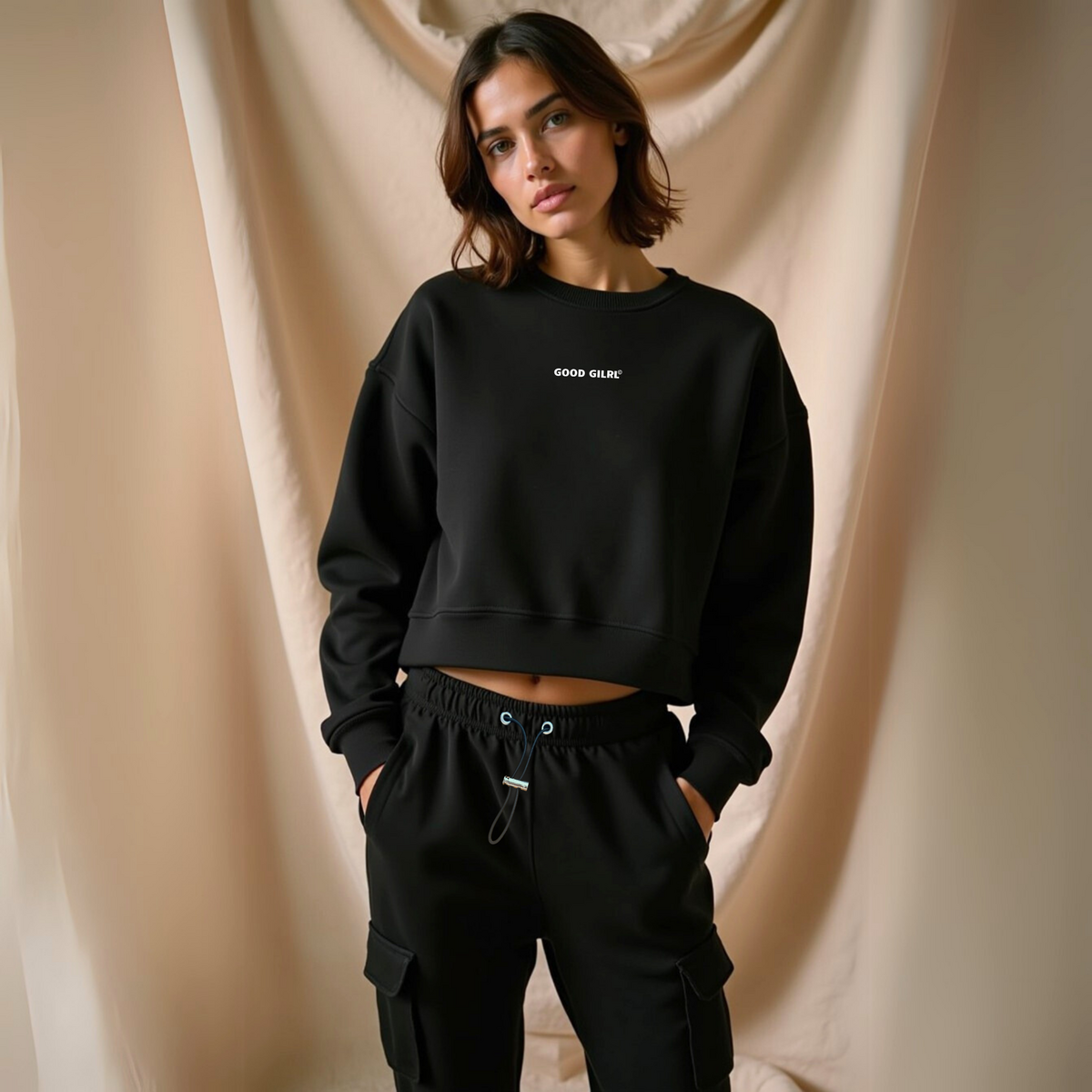 Crew Neck Sweat "GOOD ENOUGH FOR" - Grau Melange