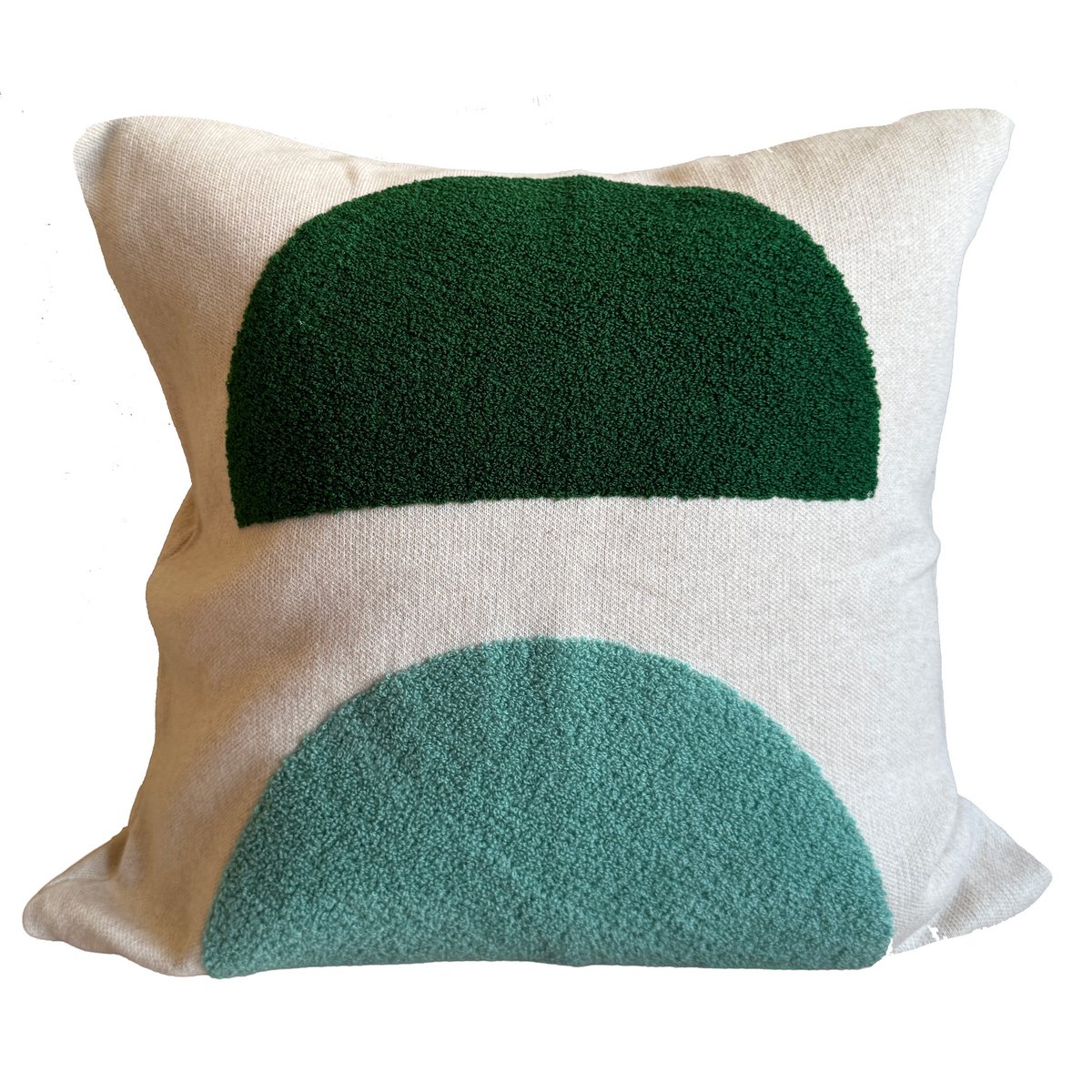 Mona Pillow-Cover Green, Punch Needle Embroidery