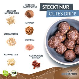 Palline energetiche BIOLOGICHE, cacao agli anacardi, fiocchi d'avena germogliati