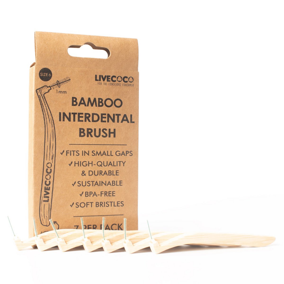 Size 4 (0.7mm) Bamboo Interdental Brushes (Reusable-7 Pack)