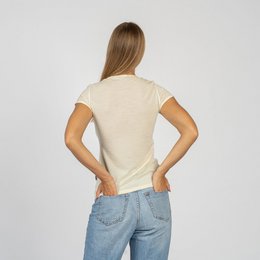 Jersey de manga corta Merino 160 para mujer, color natural