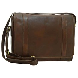 Soft Calfskin Leather Messenger Bag - Chestnut