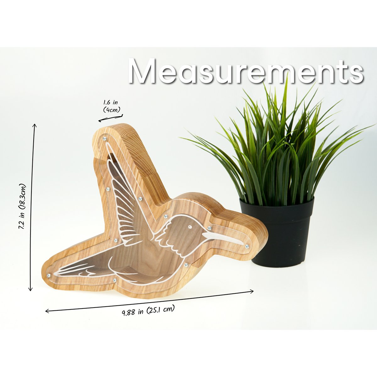 Wooden Piggy Bank Hummingbird