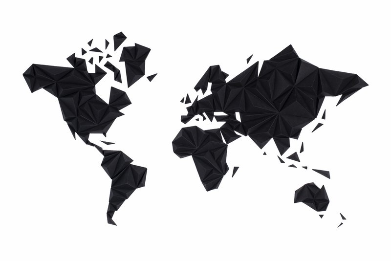 Wereldkaart - Zwart