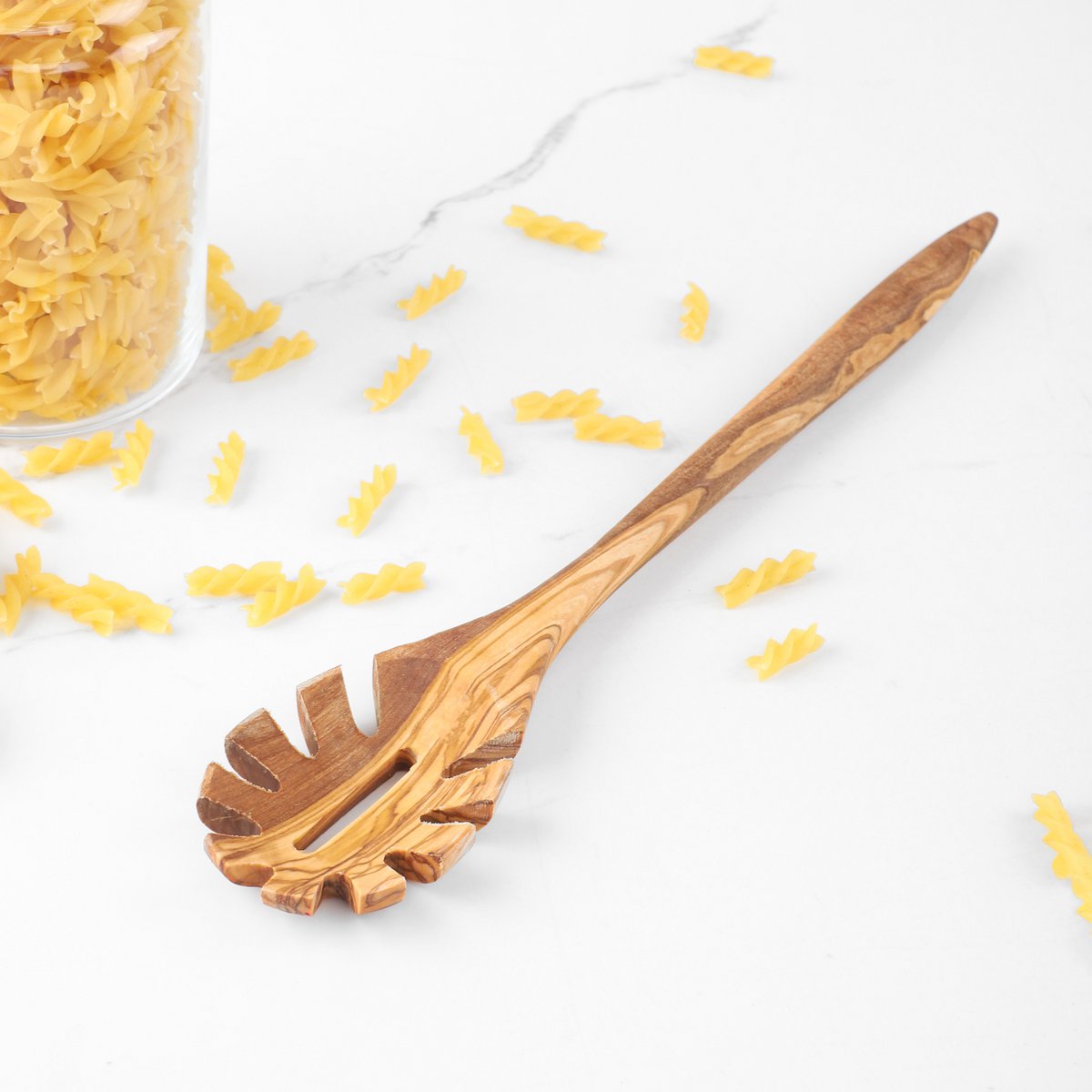 Handmade Olive Wood Pasta Server | Wooden Spaghetti Spoon
