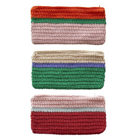 Crochet Pouch Striped Assorted 3 designs