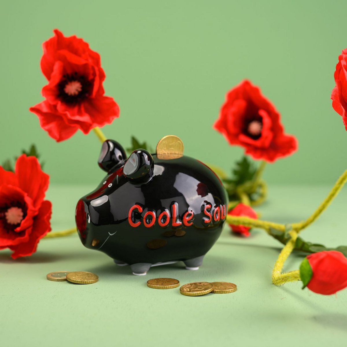 Piggy Bank Company Tirelire "Coole Sau" en céramique, noir/rose (L/H/P) 12,5x9x9cm petit cochon