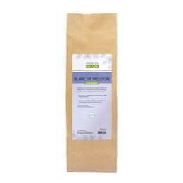 White calcium carbonate powder in kraft paper bag, natural cleaning product, eco-friendly abrasive cleaner.