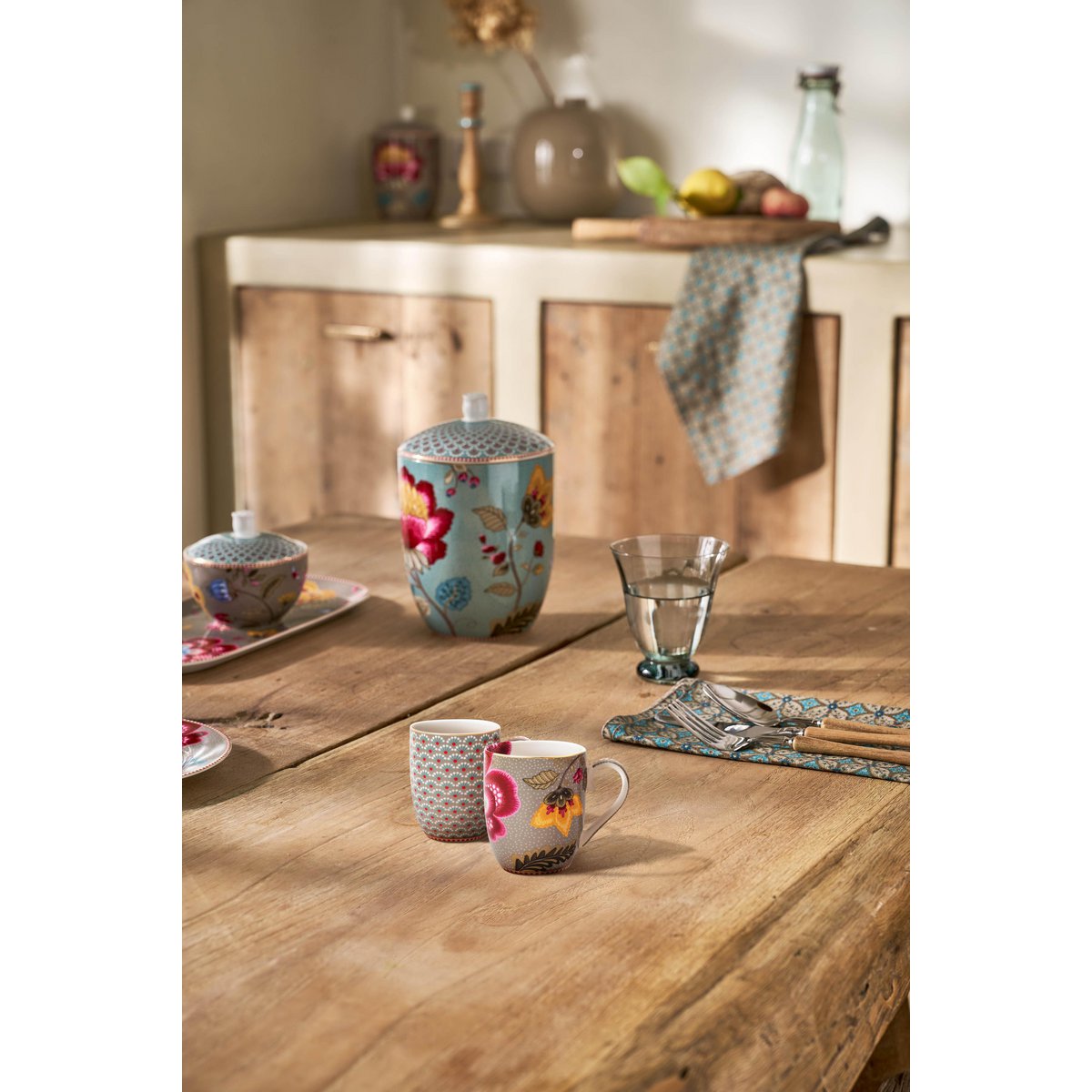 Set/2 Mugs Small Blooming Tales Fantasy Khaki