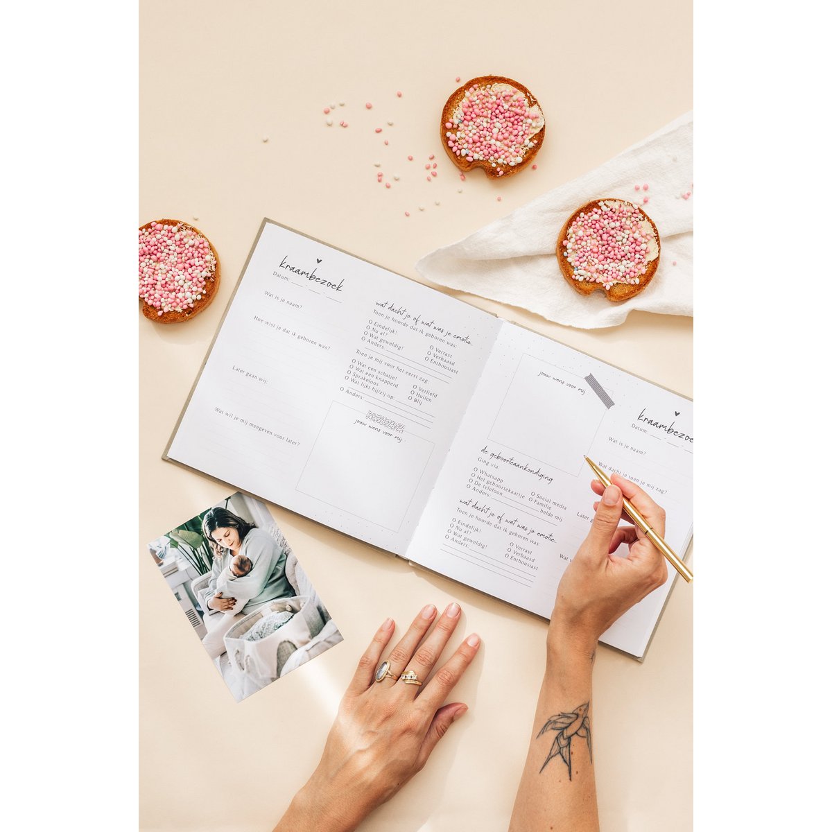 Fyllbooks My maternity visit book - Linen Taupe
