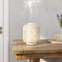 Vanelia: ultrasone diffusor in rotan en mat glas