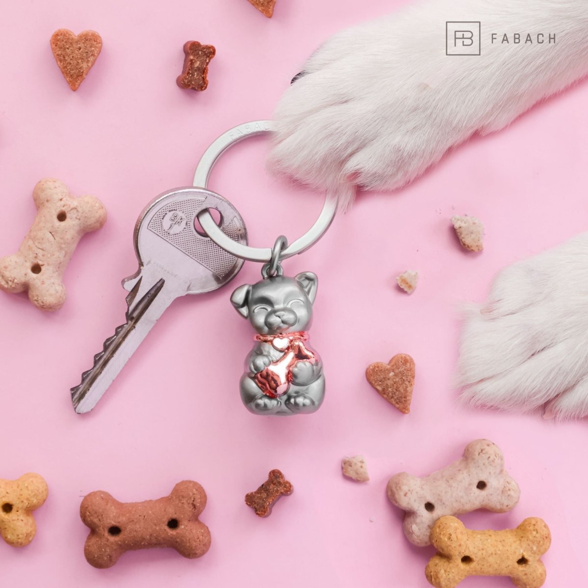 Portachiavi per cani "Cucciolo" - Simpatico ciondolo a forma di cucciolo - Portafortuna e regalo per gli amanti dei cani