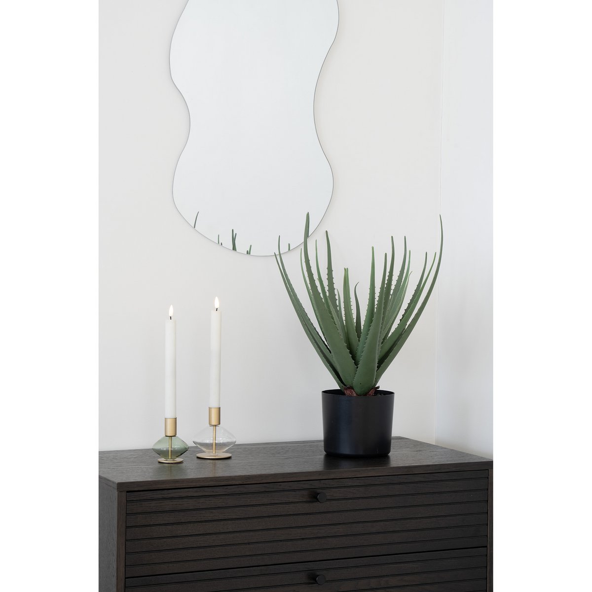 Kaarshouder - Goud/groen, helder, glas en metaal - Set van 2