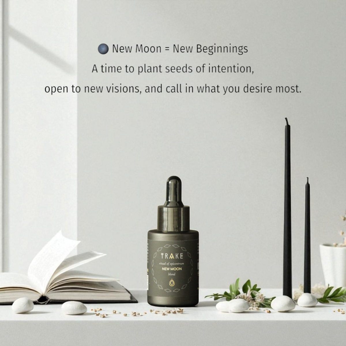 Mezcla de aceite esencial de luna nueva - Bergamot, Cedarwood, Lemon & Peppermint - Enfoque e intención, Belleza limpia, vegano - 30 ml