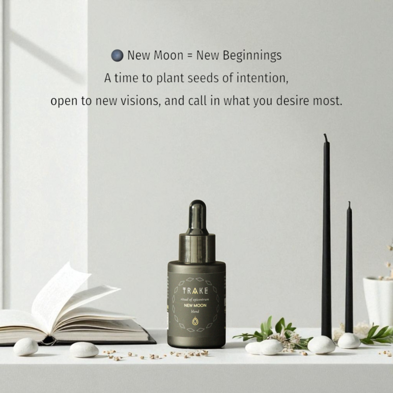 Miscela di olio essenziale di New Moon - Bergamot, Cedarwood, Lemon & Peppermint - Focus & Intevention, Clean Beauty, Vegan - 30 ml