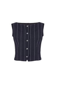Boat-neck wool vest in blue pinstripe Made in Italy
