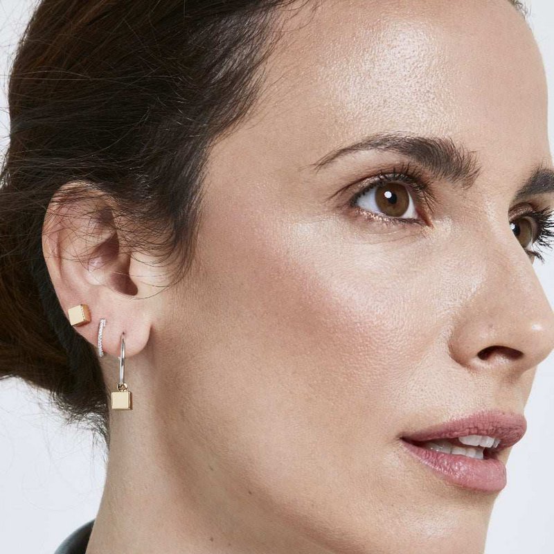 Gold Plated Square Cube Earrings