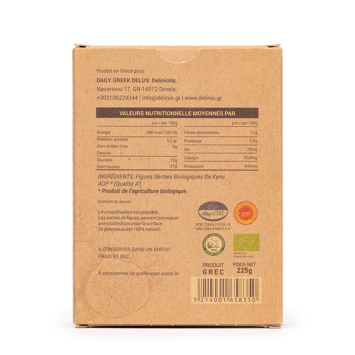 Fichi secchi, biologici 225 gr