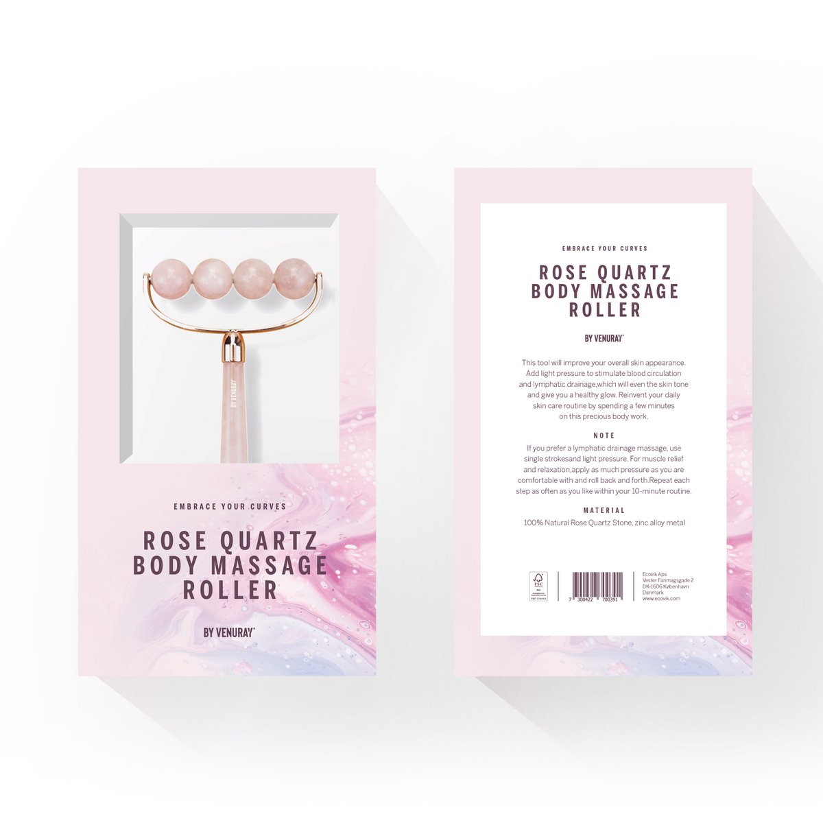 Rose Quartz Body Massage Roller by Venuray