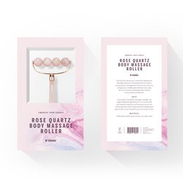 Rose quartz body massage roller with 4 rose quartz stones for skin care. Made of rose quartz, a soothing and calming crystal.