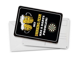 Tin postcard beer 10x14 cm My drinking Team has a Darts problem decorative sign