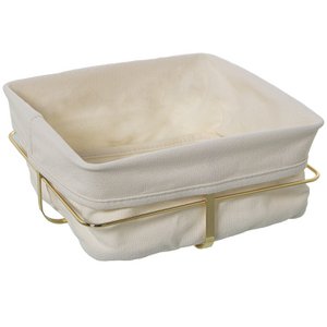 BREAD BASKET WITH GOLD METAL FABRIC FABRIC:95% COTTON+5% POLYESTER 21.5X21.5X10CM CU82814
