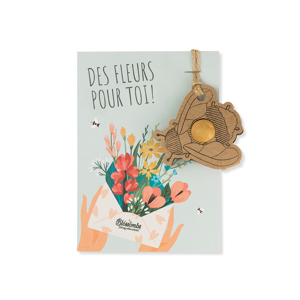 Pendant on Card with Flower Bomb - Flowers for