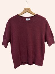 Pull col rond manches courtes en 50% cachemire et 22% laine
