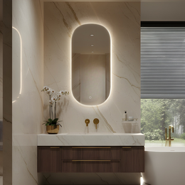LED-badkamerspiegel Lumoire Ray ovaal 45x100 cm