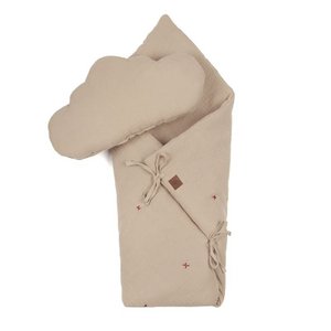 BIO muslin QUILT with pillow BABY HORN Beige