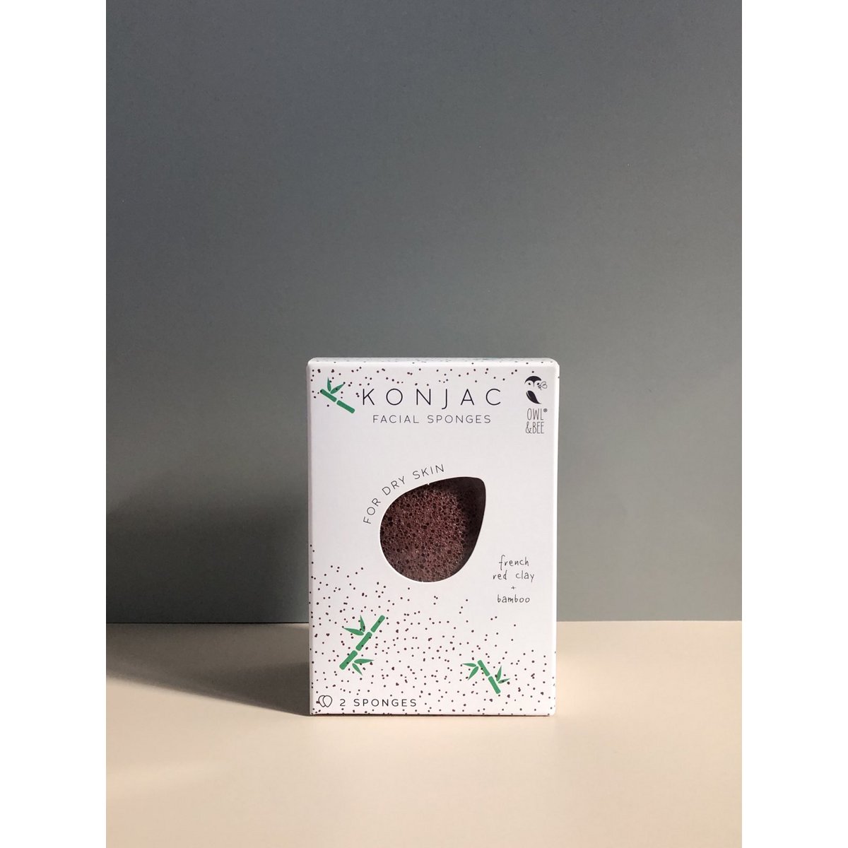 Owl & Bee Konjac ansigtsvampe til tør hud (2 pakke) - Vegansk