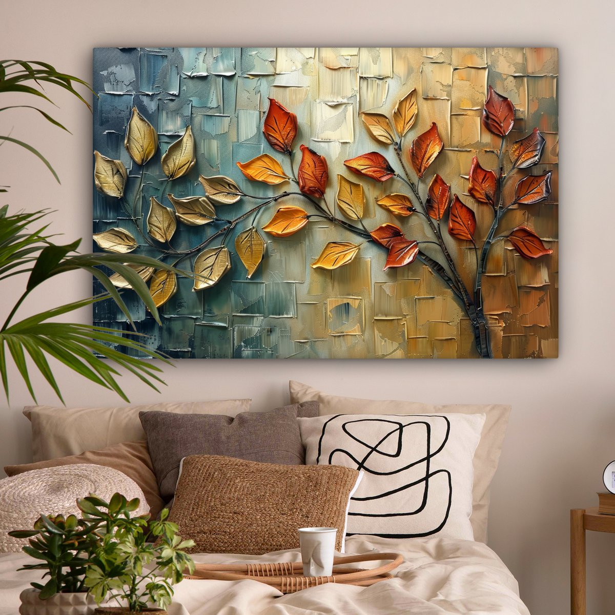 Canvas schilderij  - Wanddecoratie Boom - Abstract - Natuur - Kunst - Muurdecoratie woonkamer - Kamer decoratie modern - Abstracte schilderijen