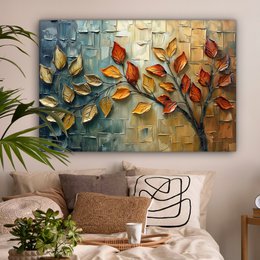 Canvas schilderij  - Wanddecoratie Boom - Abstract - Natuur - Kunst - Muurdecoratie woonkamer - Kamer decoratie modern - Abstracte schilderijen