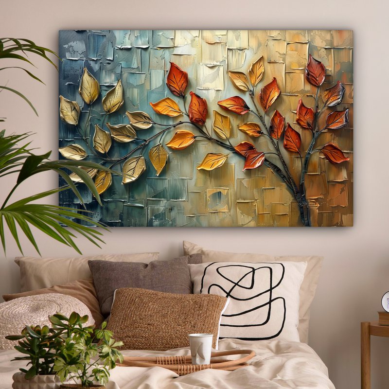 Canvas schilderij  - Wanddecoratie Boom - Abstract - Natuur - Kunst - Muurdecoratie woonkamer - Kamer decoratie modern - Abstracte schilderijen