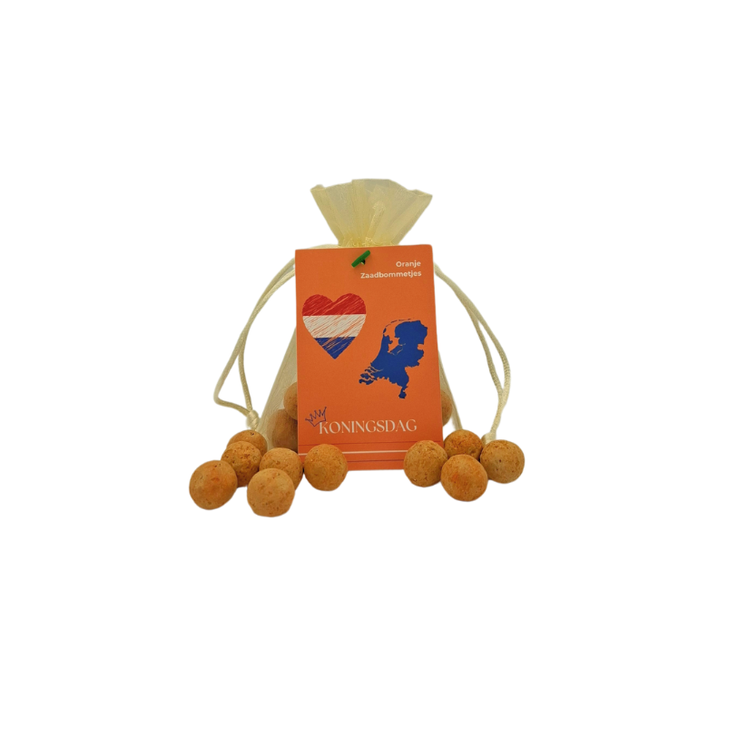Pomarańczowe bomby nasion w torbie organzy - King's Day