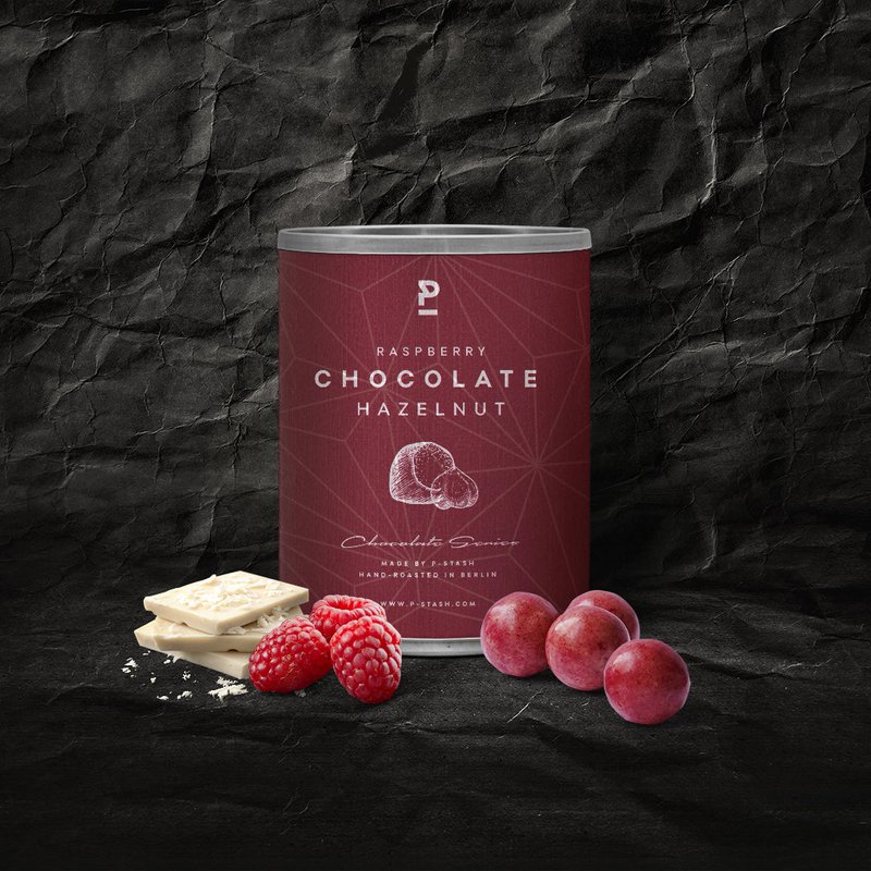12x hasselnød - hvid chokolade med hindbær - mini 60g