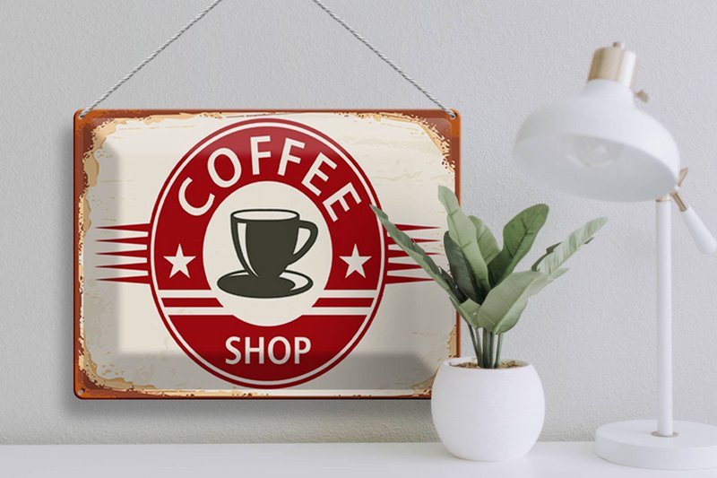 Tin Sign Retro 40x30cm Coffee Shop Coffee Cup