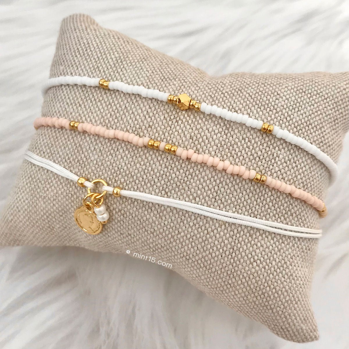 Elegance Beaded Anklet - White