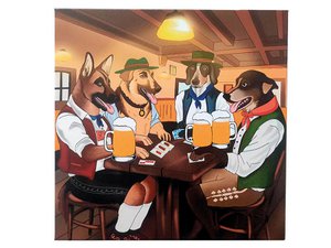 Canvas dogs in the card game 40x40cm