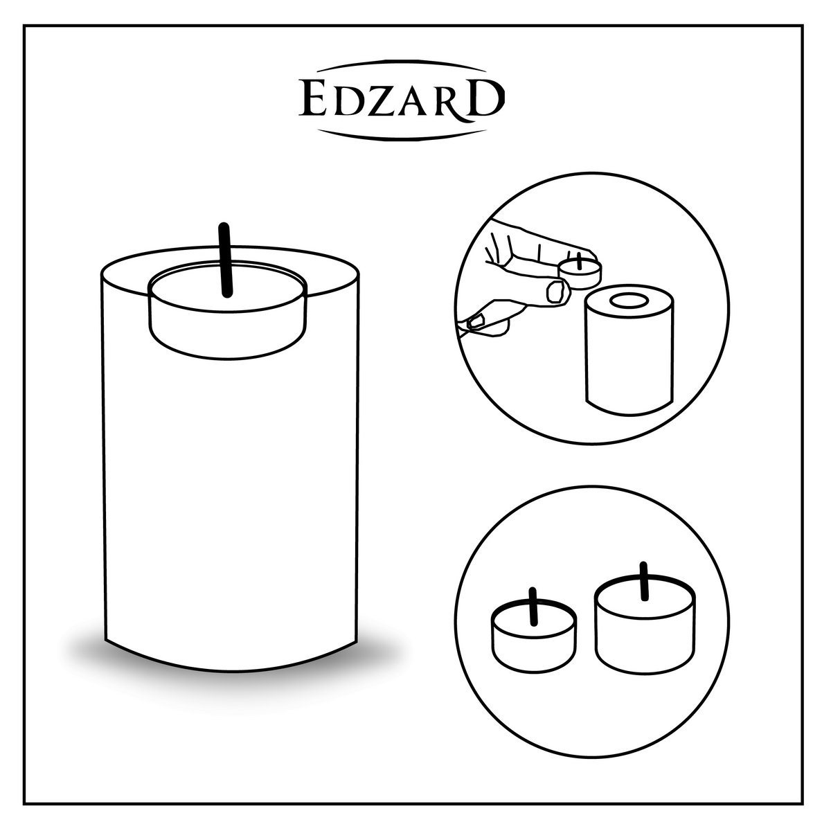 Set of 3 permanent candles Cornelius (Ø 6cm, heights 6/8/10 cm) black, tealight holder heat-resistant 90°