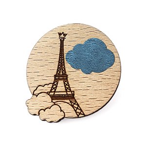 Broche PARIS UNDER THE CLOUDS petrolblauw