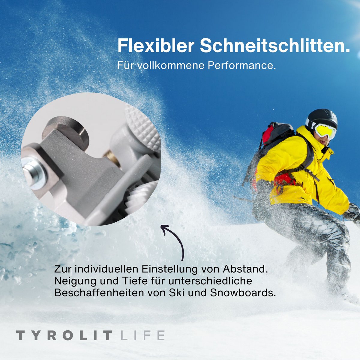 Extractor de flancos Tyrolit Life - procesamiento de bordes preciso y cuidadoso para esquís y tablas de snowboard - la base perfecta para bordes limpios - ajustable de forma flexible