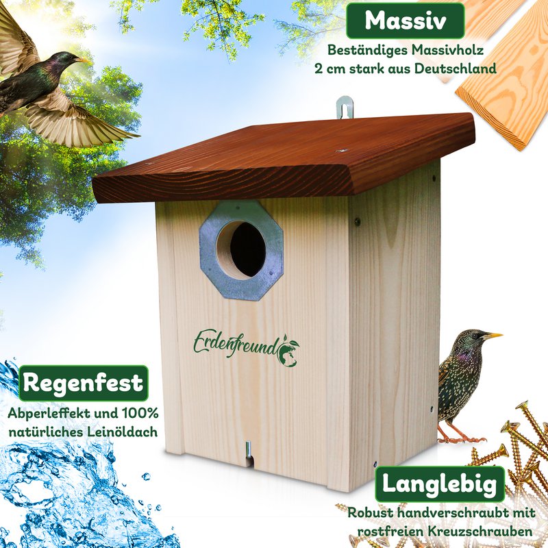 ERDENFREUND® fuglerede kasse 45 mm store sangfugle