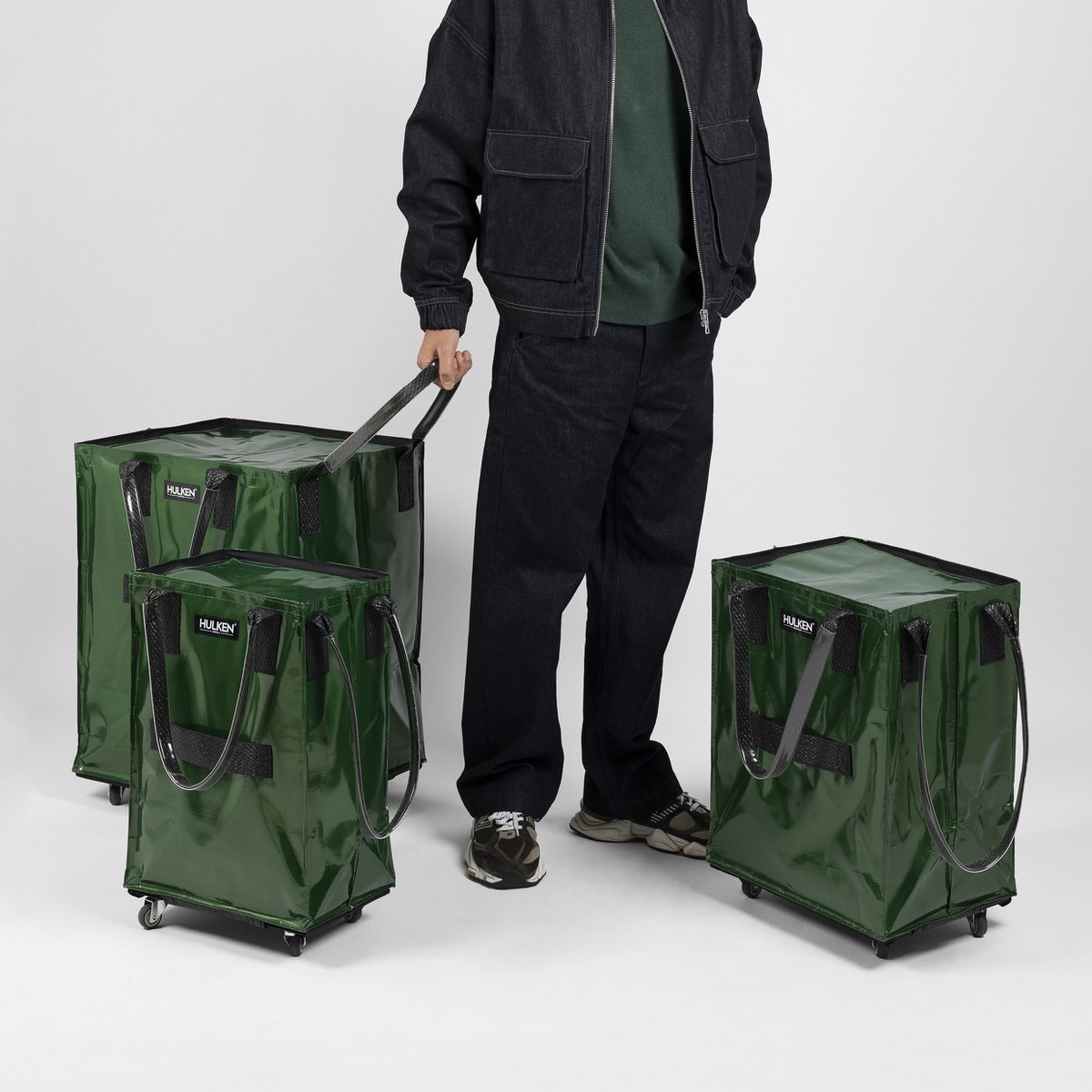 Hulkensbag mittelgroßen Waldgrün mit gebauten Abdeckung